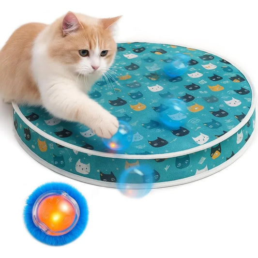 Interactive Cat Toys Play Mat with Automatic Motion Balls LED Lights Bird Chirping Sound 3 Speed Levels Indoor Enrichment Cat P