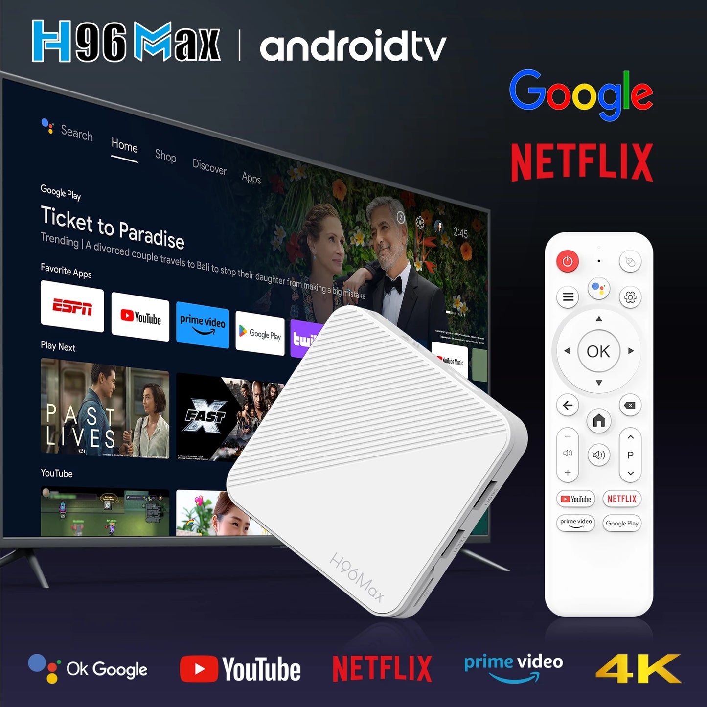 H96 Max H313 Smart TV Box Android 14 4K WiFi 6 Bluetooth 5
