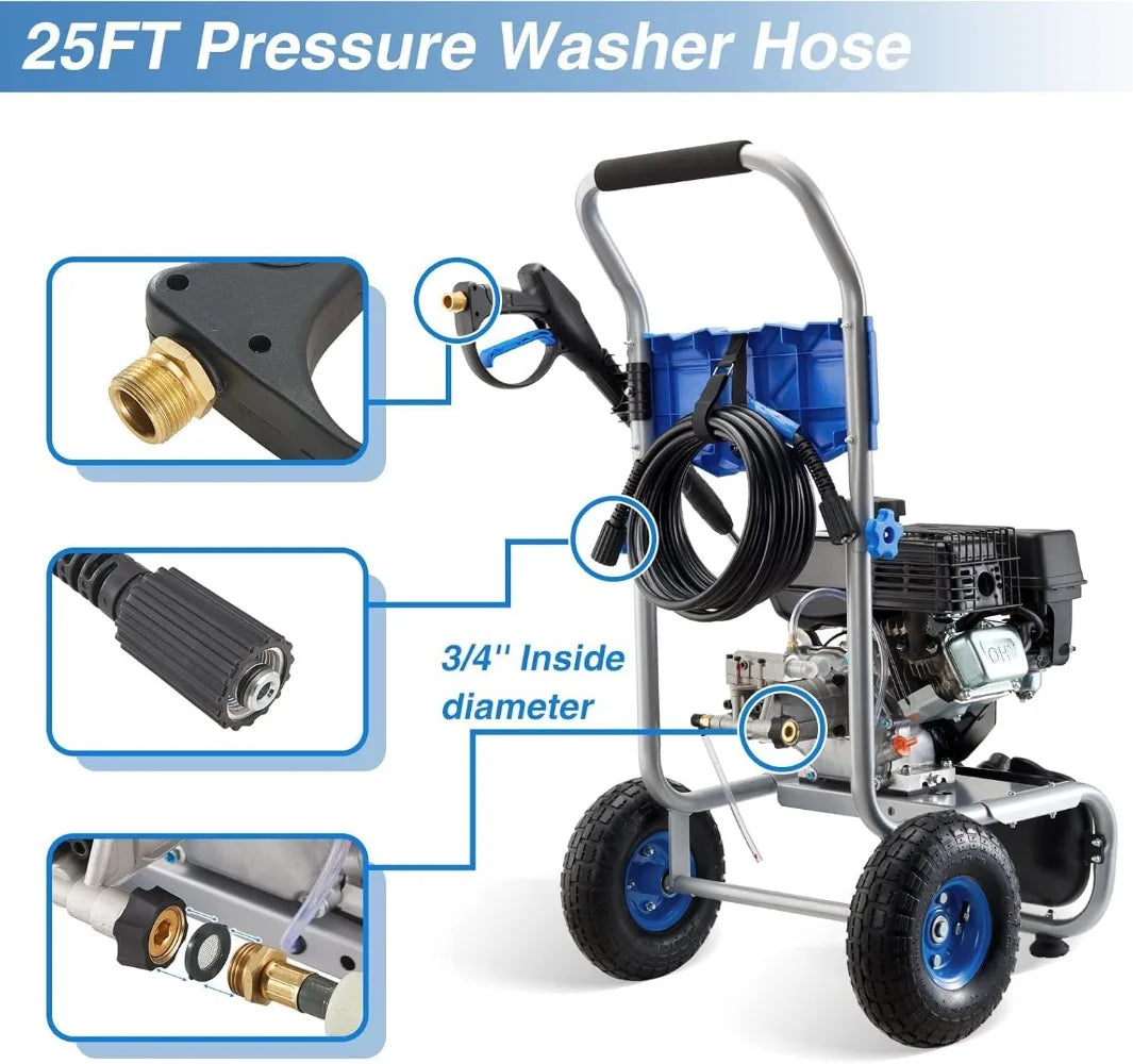 Gas Pressure Washer, 2.3GPM Gas Powered High Pressure Washer with 209CC Engine, 4 Adjustable Nozzles, 25 ft High Pressure Hose