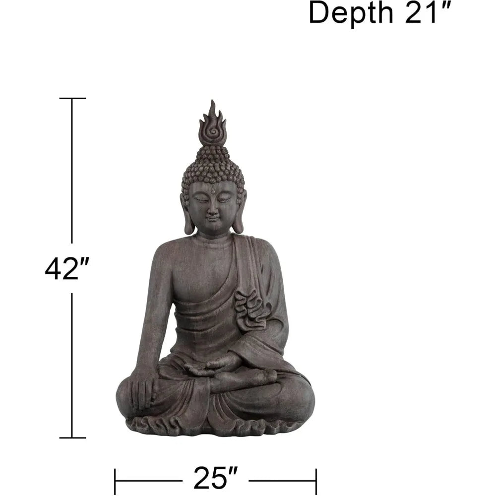Large Tall Sitting Buddha Statue Sculpture Zen Asian Japanese Garden Decor Indoor Outdoor Front Porch Patio Yard Outside Home B