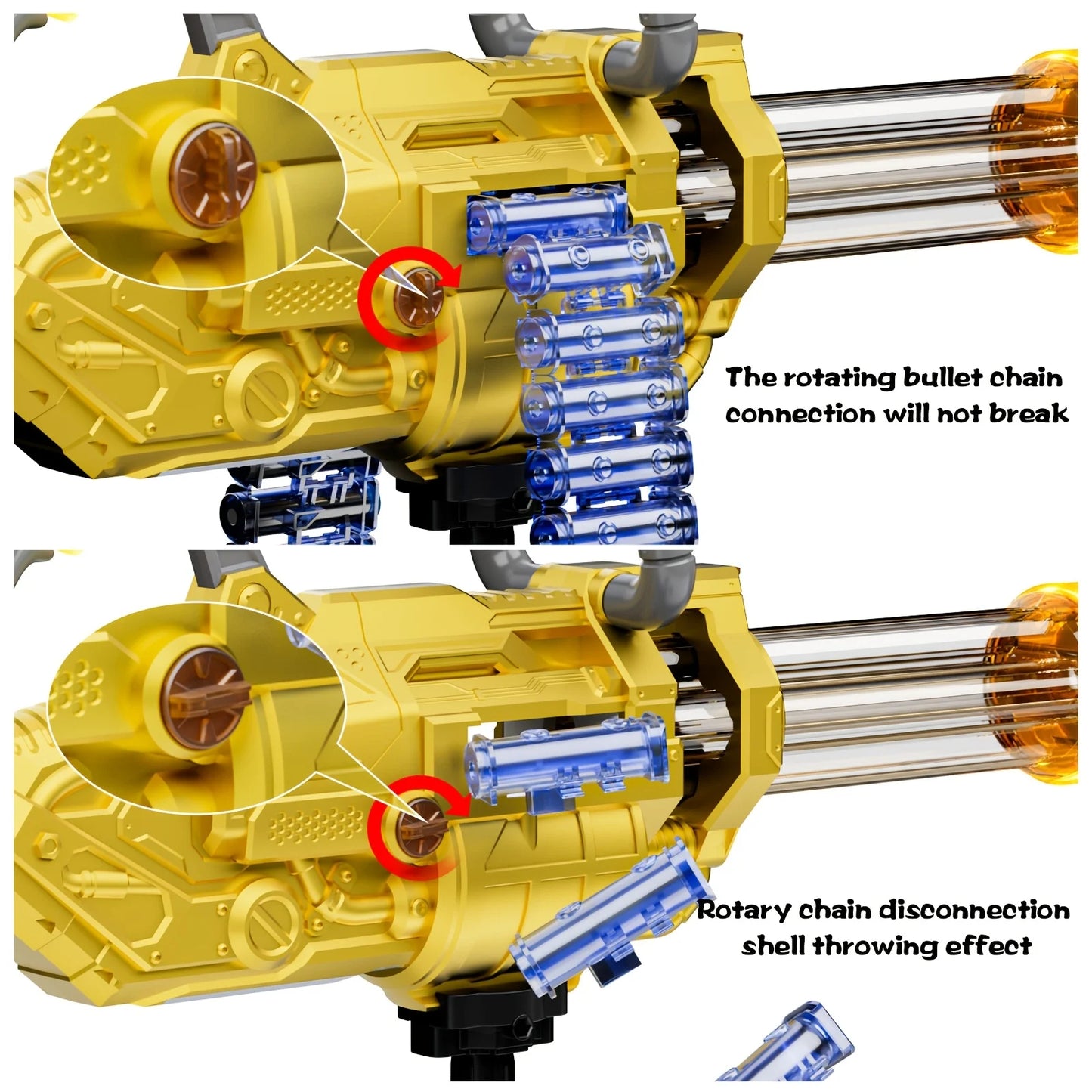Gatling Machine Gun Bullet Chain Soft Bullet Electric/Manual, High Speed Shooting Toy, High Quality Toy Gun With Light Cool Eff