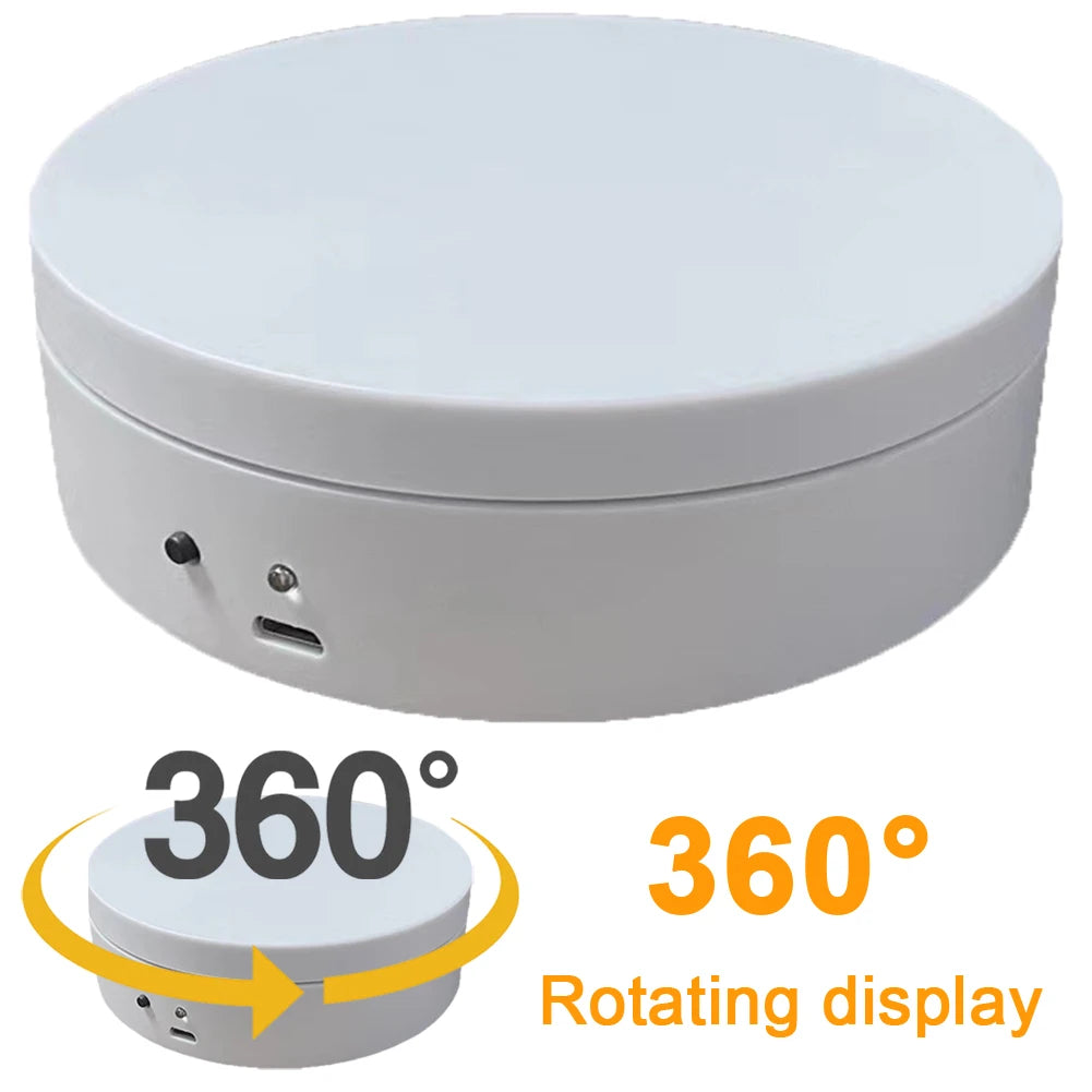 360 Degree Rotating Automatic Revolving Platform USB Charging/Battery Operated Jewelry Display Stand for Model Cake 3D Images