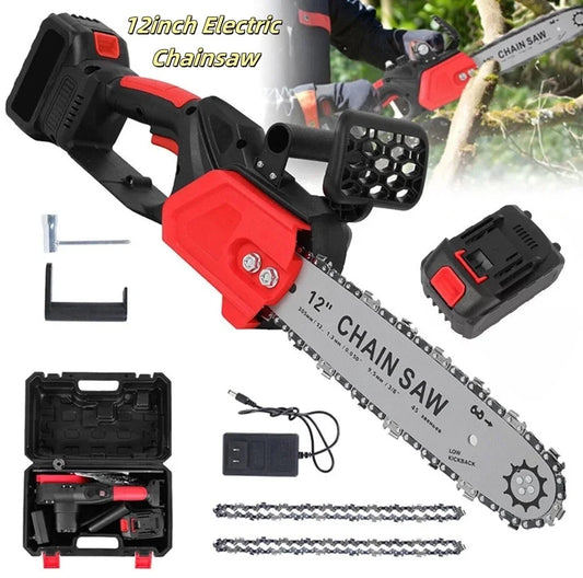 21V 12Inch Cordless Chainsaw High Power Household Brushless Electric Handheld Chainsaw Electric Cutting Tool With Battery Charge