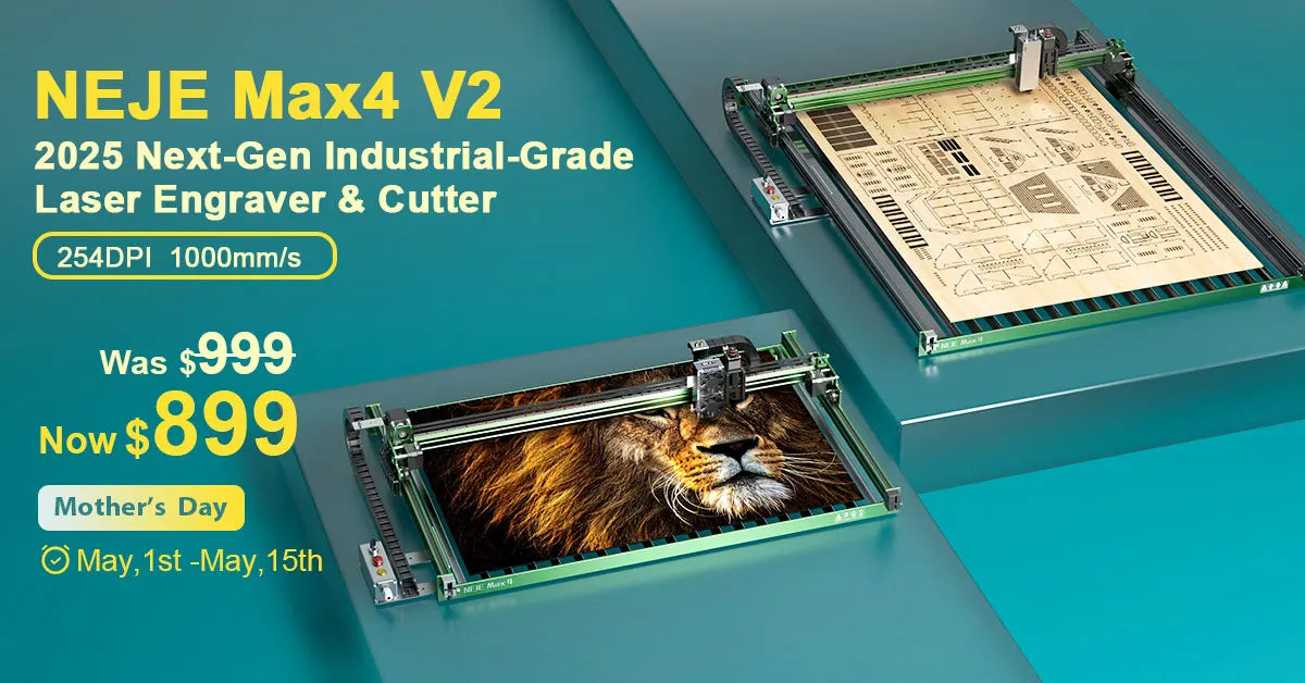 NEJE Max 4 V2 Laser Engraver Stainless Steel DIY Logo Printer Metal Laser Engraving Machine 1000mm/s 3D Relief with Z-Axis