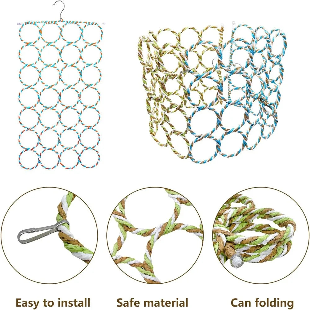 14x24" Bird Swing Net Toy: Hemp Rope Perch for Parrots, Small Pets (Random Color, 1 Pc).