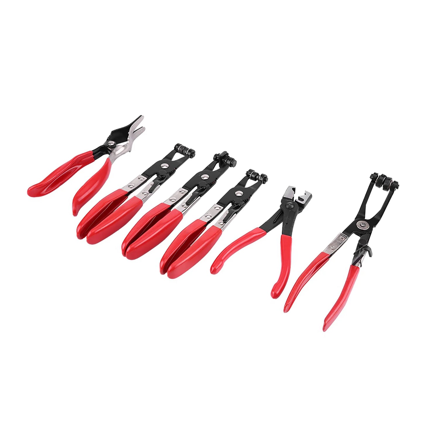 9Pcs Flexible Hose Clamp Clip Plier Set Swivel Jaw Flat Angled Band Automotive Tools