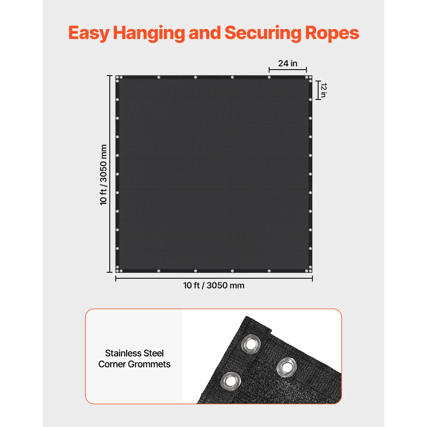 VEVOR 90 Percent Shade Cloth 10X10 Pergola HDPE Canopy