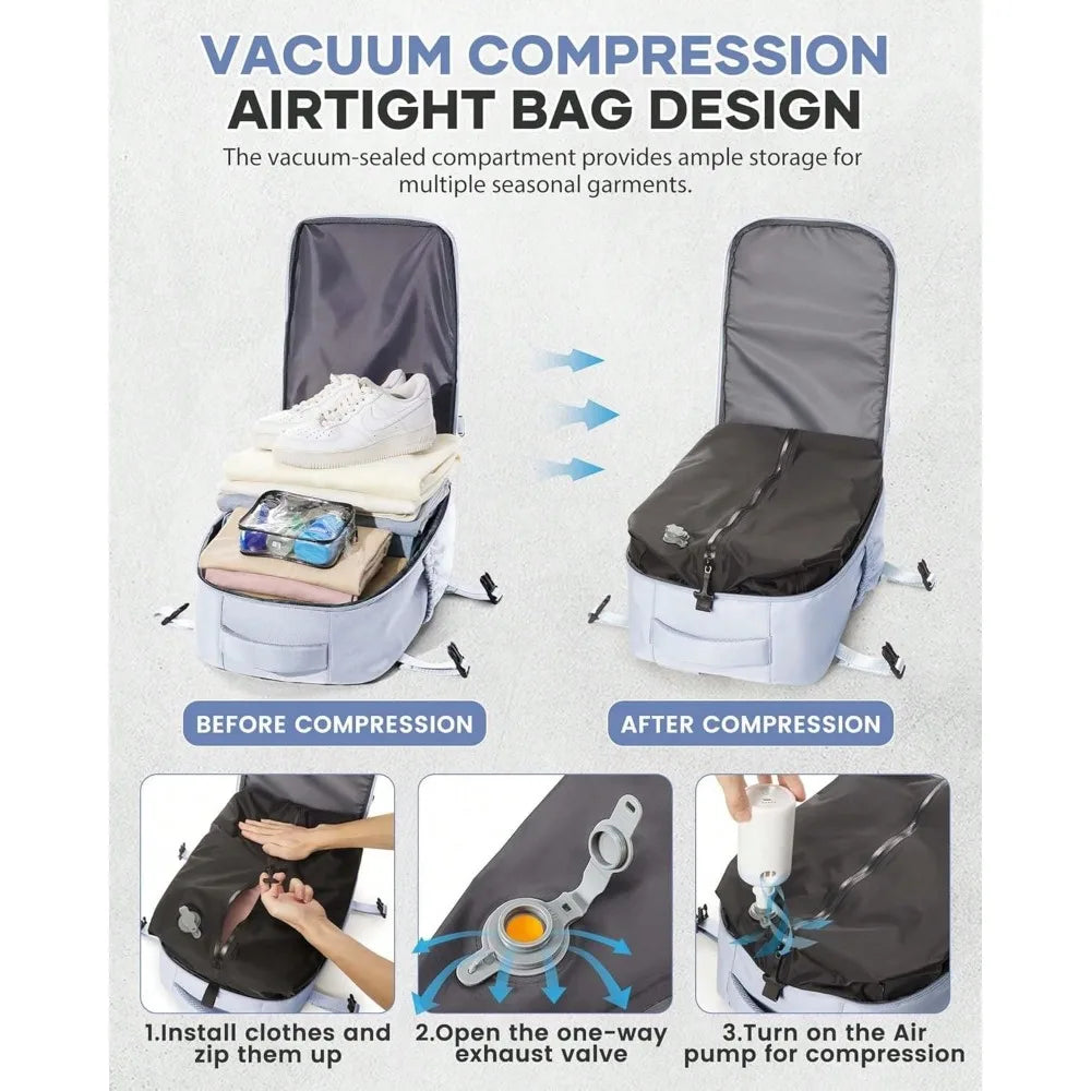 Vacuum Travel Backpack With Pump Flight Ready Carry On