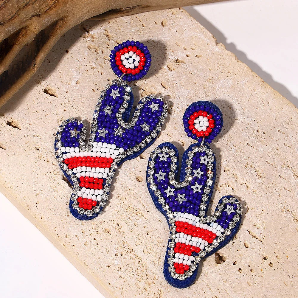 AENSOA Bohemian Starfish Seed Bead Drop Earrings Women