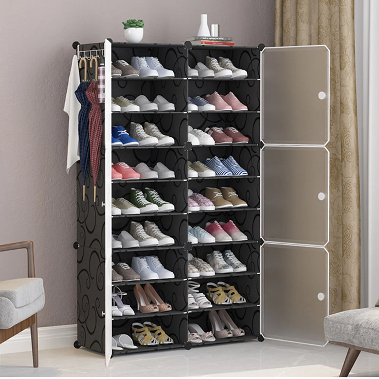 Vertical Shoe Rack Tall Shoe Rack Multifunction Modern Multi Layer Strong Load Bearing Easy To Assemble Space Saving for Home