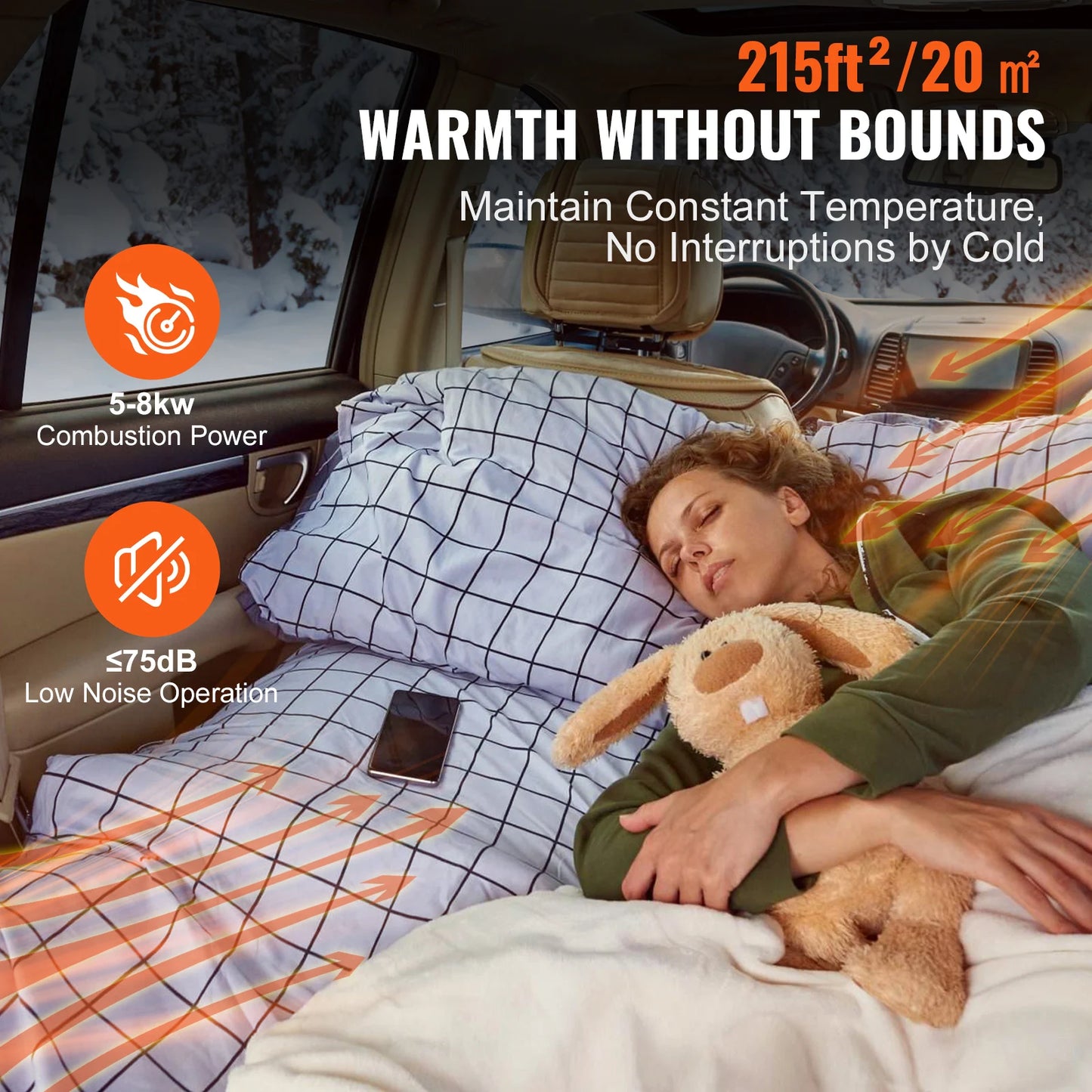 SucceBuy 5-8KW Diesel Heater Diesel Air Heater All in One with Remote Control LCD Screen Fast Heating Low Noise Portable Heater