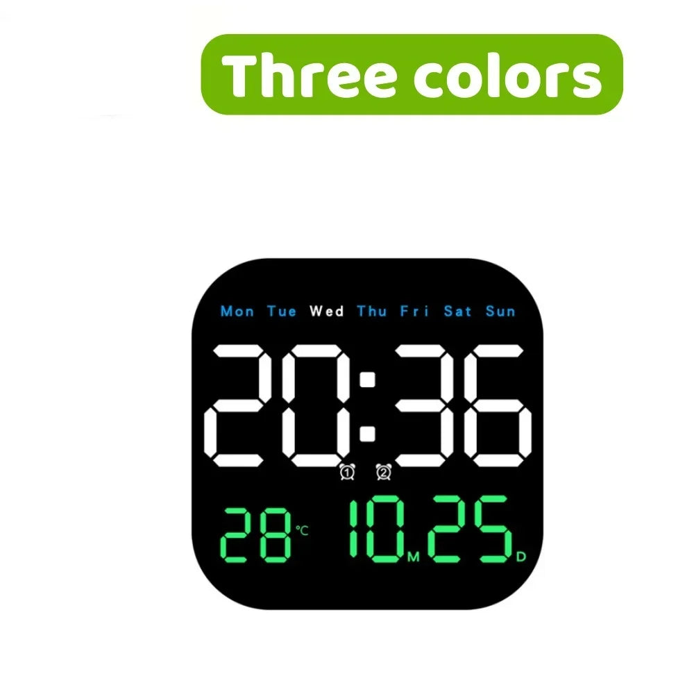 LED Digital Wall&Desk Alarm Clock –  Dimming/Date/Day of Week/Temp Display，Home Decorations Item,Battery or USB Powered