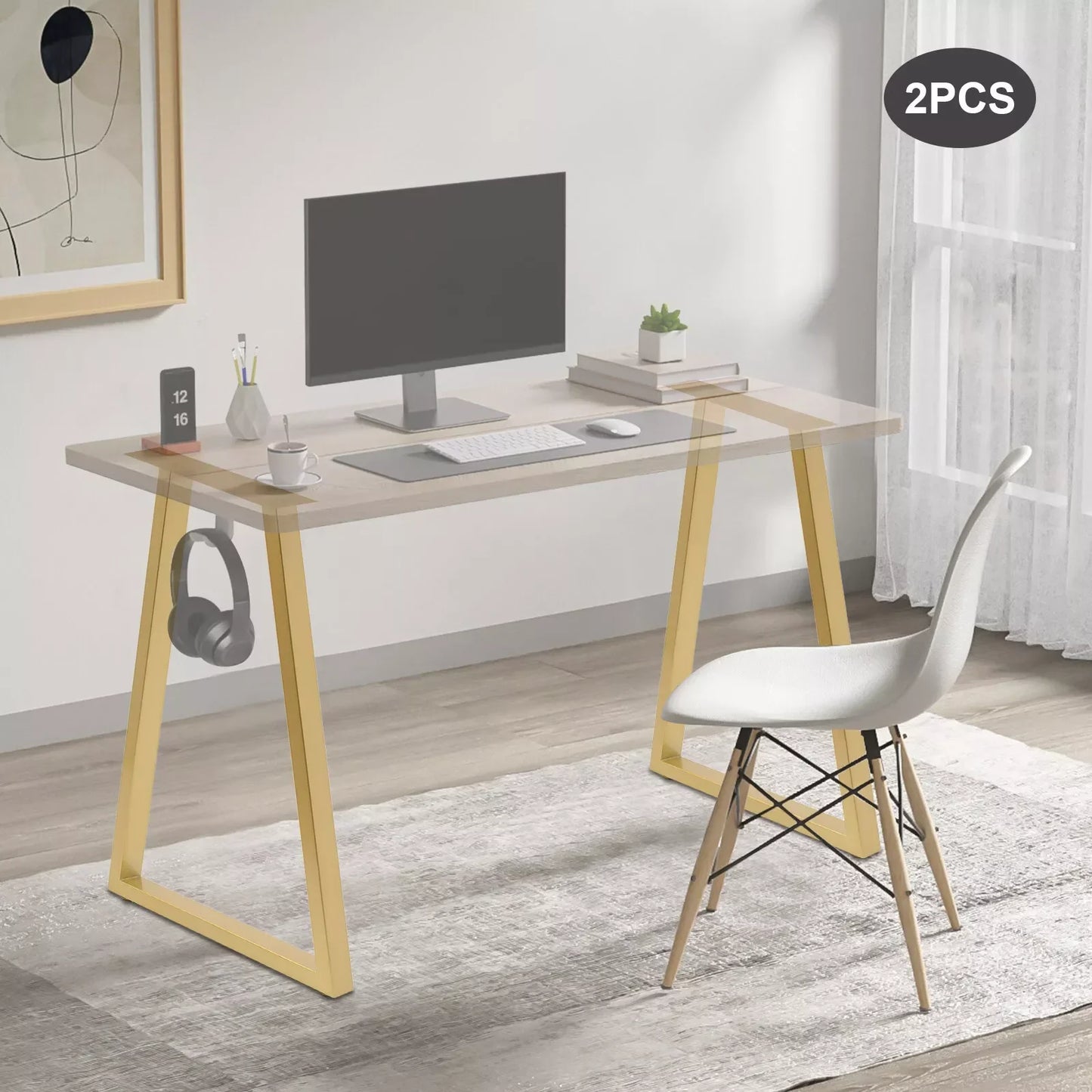 28 inch Pair Trapezoid Metal Table Legs Furniture Legs Gold Office Table Legs Dining Table Legs