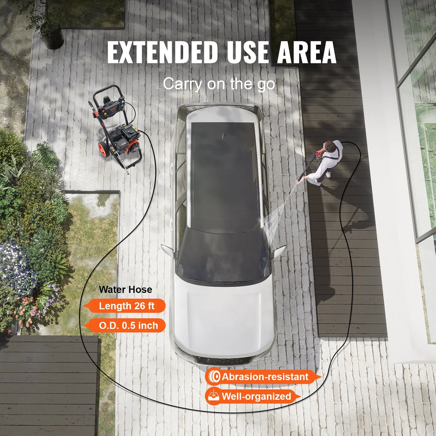 SucceBuy Gas Pressure Washer 3600 PSI 2.6 GPM Gas Powered Pressure Washer with Copper Pump Spray Gun and Extension Wand 5Nozzles