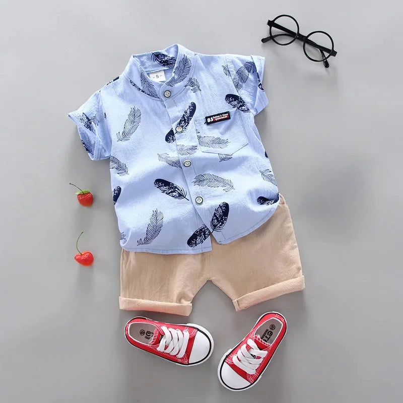 New Summer Baby Clothing Children Boys Fashion Printed Shirt Shorts 2Pcs/Sets Toddler Casual Cotton Clothes Suit Kids Tracksuits
