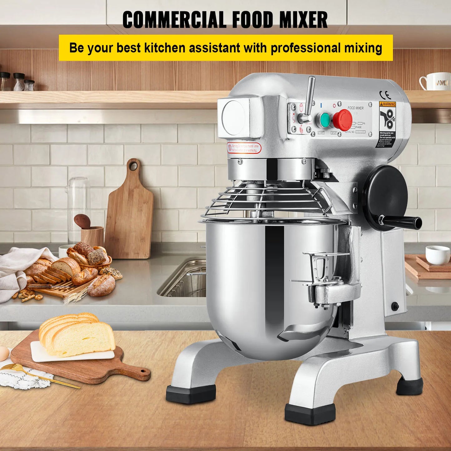 SucceBuy 10 15 20 30L Electric Dough Machine Stainless Steel Commercial Cream  Whisk Mixer Processor Kitchen Food Stand Blender