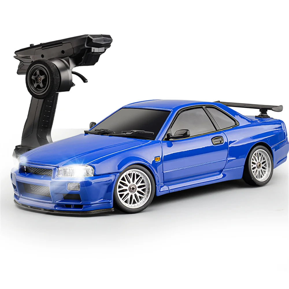 LDRC 1899 RTR 1/18 2.4G RWD RC Car Drift GTR R34 Gyro LED Light On-Road Full Proportional Alloy Body Shell Racing Vehicles Model