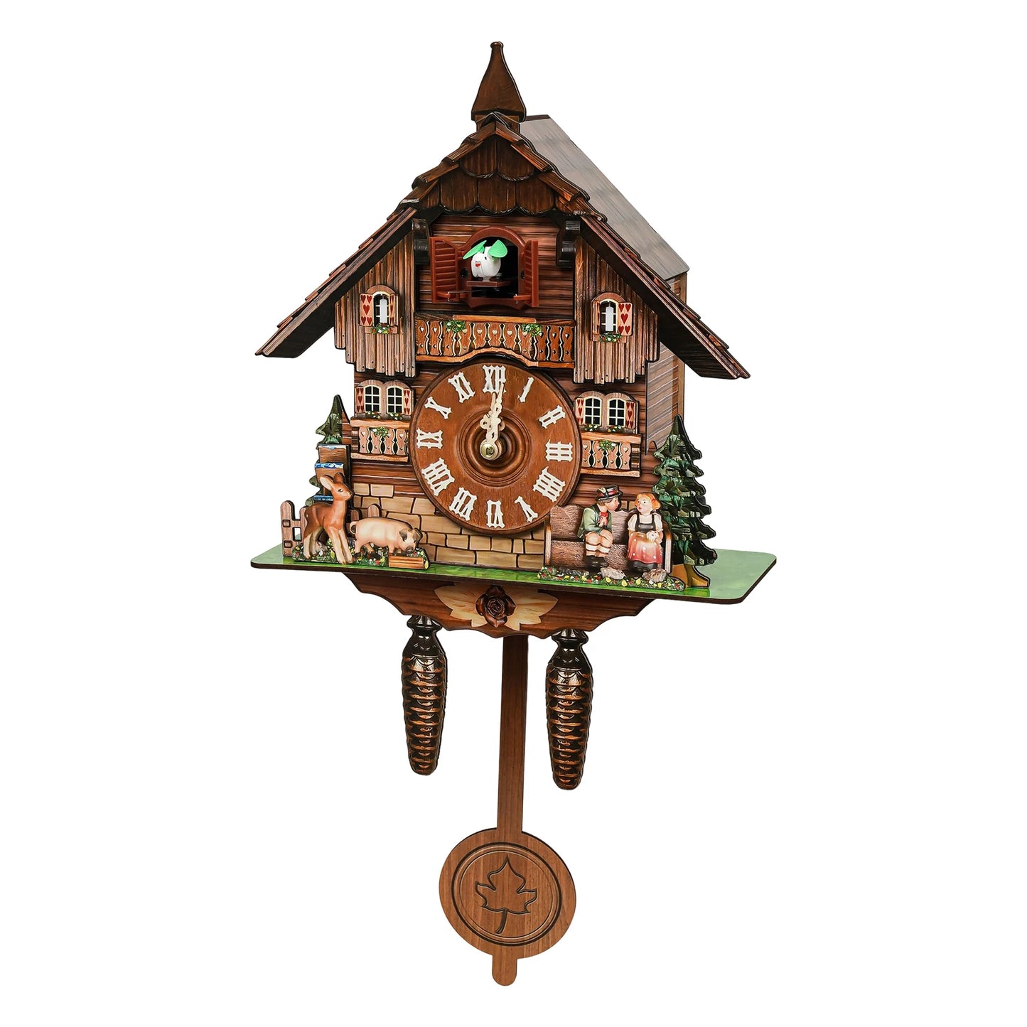 Cuckoo Wall Clock, Retro Wooden Wall Clock with Pendulum Wall Clock Decoration, Hanging Clock for Bedroom, Living Room, Office