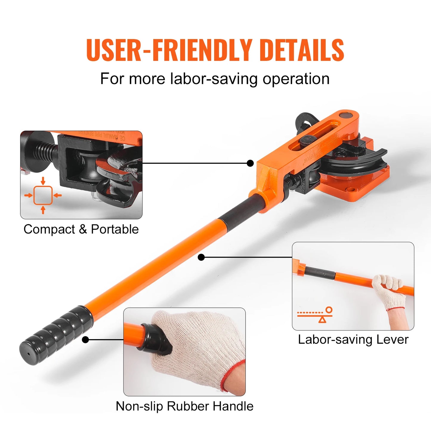 SucceBuy Manual Pipe Bender 7 Bending Dies Multifunction Steel Copper Tube Bending Machine Lever Heavy Duty Tube Bender Tools