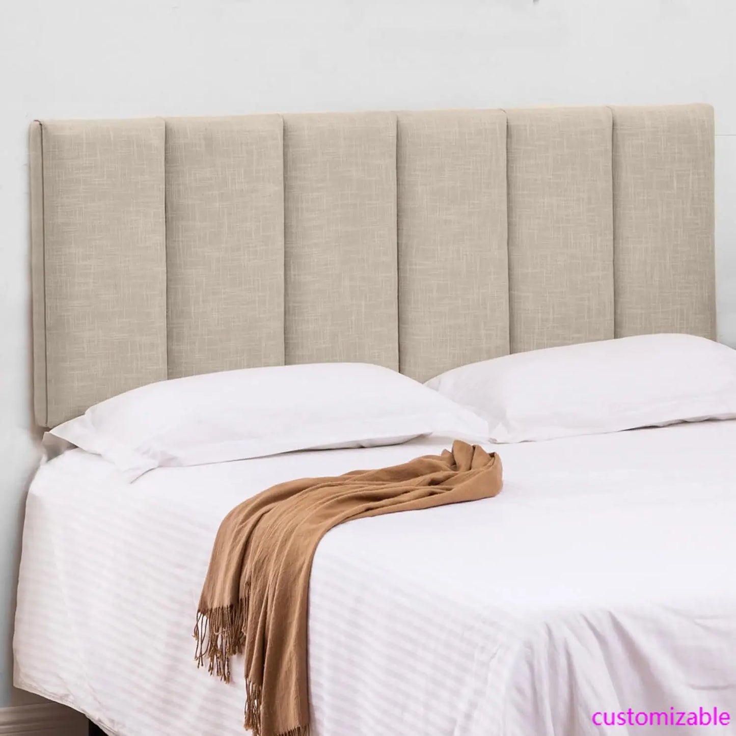 Upholstered Headboard Foldable King Size Headboards Eastern King/California King Linen Panel with Height Adjustments