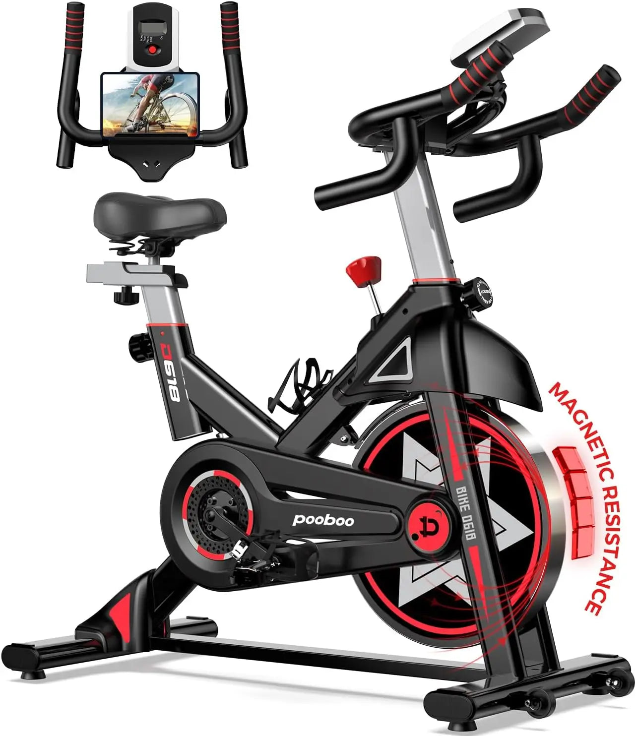 Exercise Bike, Stationary Bike for Home Gym, Indoor Cycling Bike w/Comfortable Seat Cushion & Tablet Mount, Silent Belt Drive In
