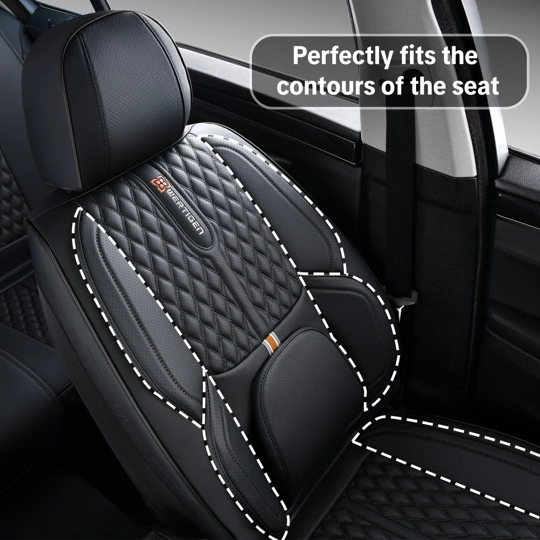 PU leather car seat cover, suitable for most 5-seat cars, split seat cover, waterproof and anti-fouling, easy installation,
