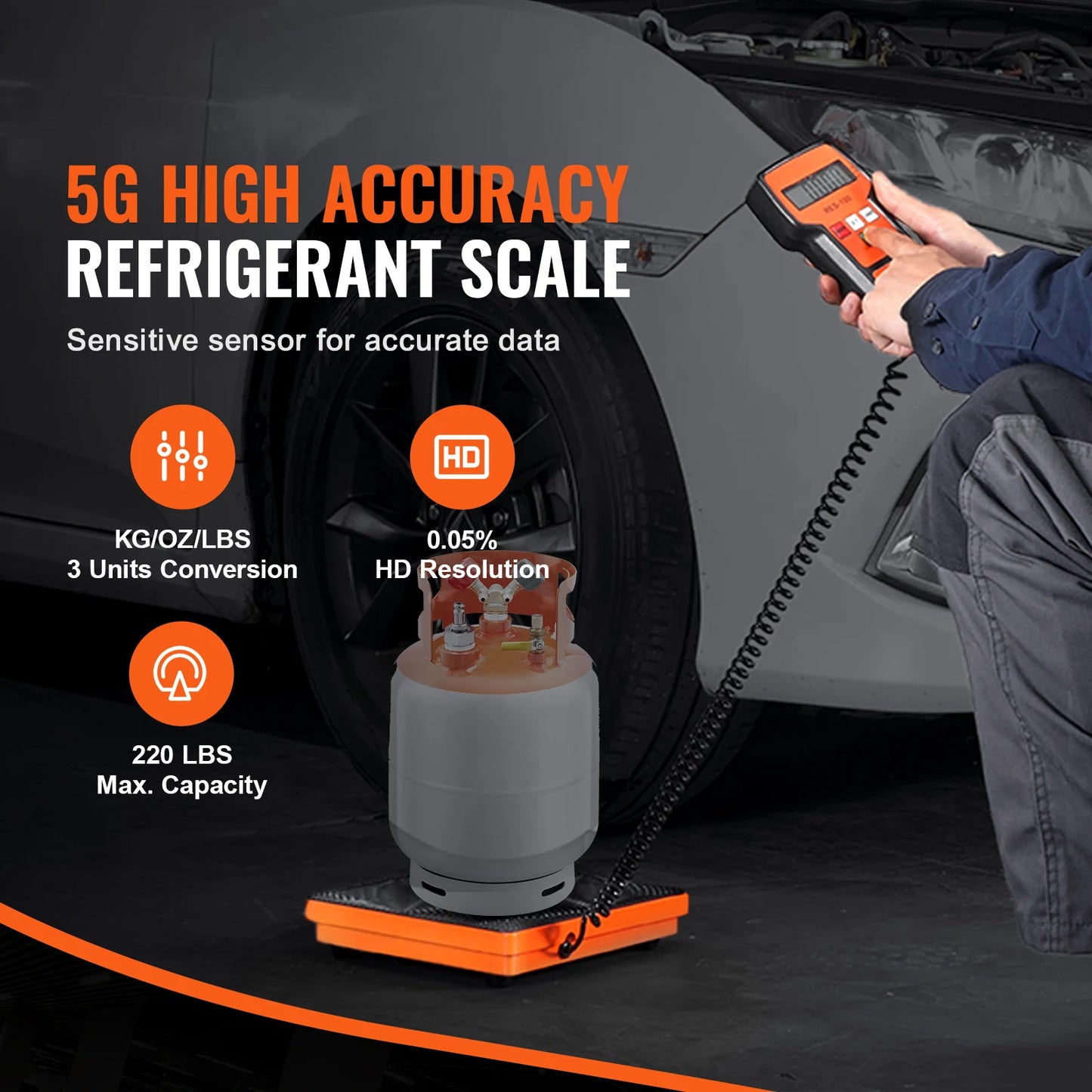 SucceBuy Refrigerant Scale 110/220 LBS HAVC Charging Recovery Freon Scale with Wired Remote Control 2/5g  Precision Electronic