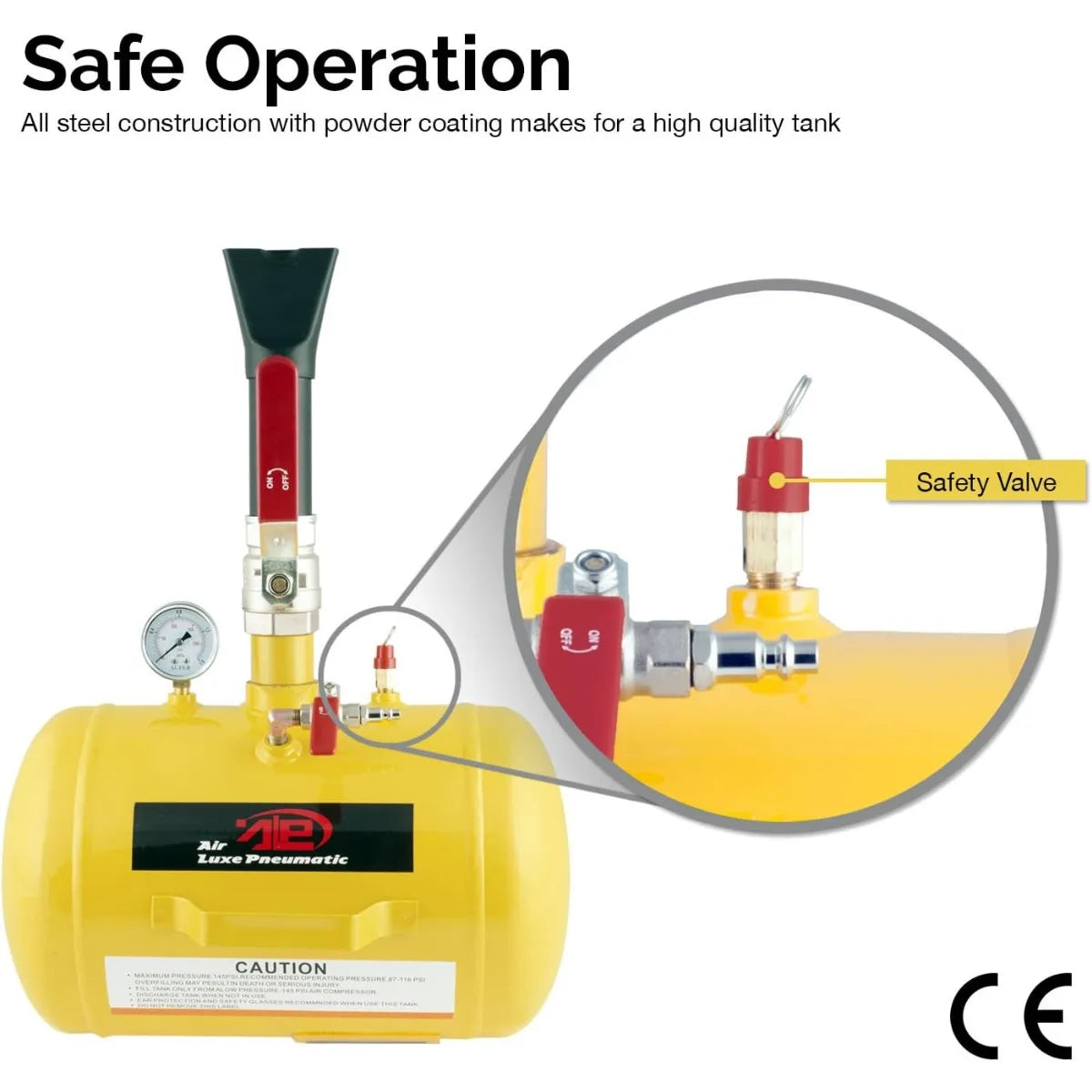 5 Gallon Pneumatic Tire Bead Sealant and Bead Sealer, 145 PSI Max Pressure, Bead Blaster, Easy to Read