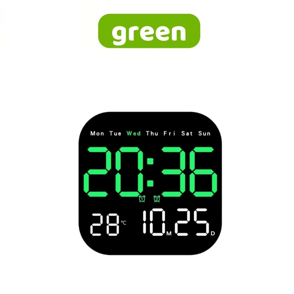 LED Digital Wall&Desk Alarm Clock –  Dimming/Date/Day of Week/Temp Display，Home Decorations Item,Battery or USB Powered