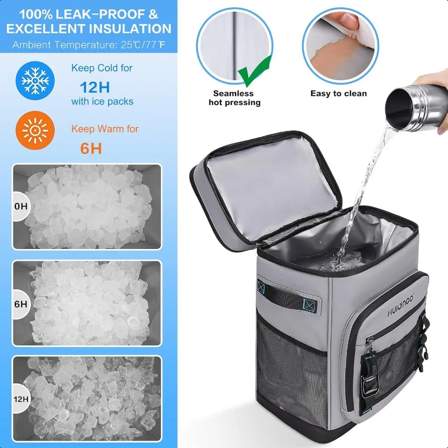 Large Waterproof Insulated Cooler Backpack for Men Women Leak Proof Cooler Backpack for Camping Beach Fishing Picnic Travel Out