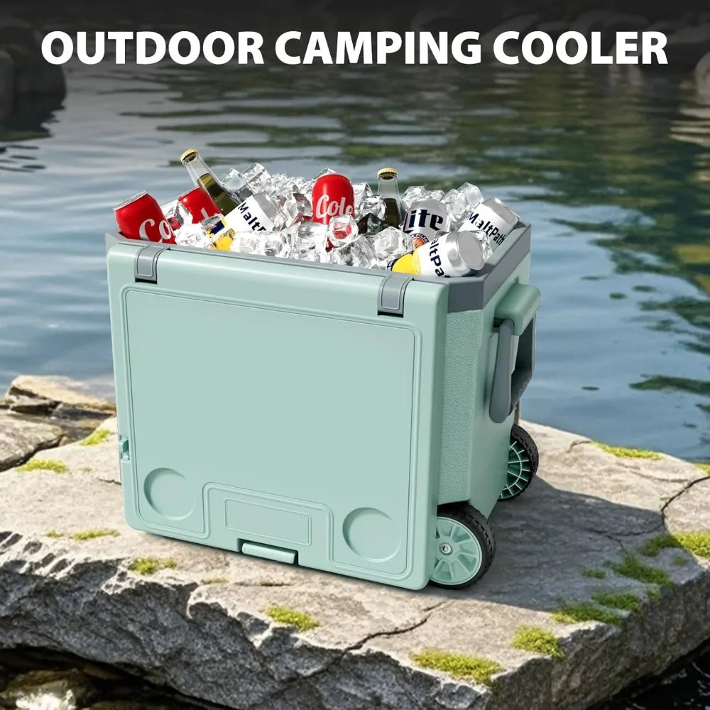 36 Quart Cooler with Wheels, Ice Chests Portable Wheeled Cooler Holds Ice up to 6 Days, Leak-Proof Outdoor Insulated Ulta-Light