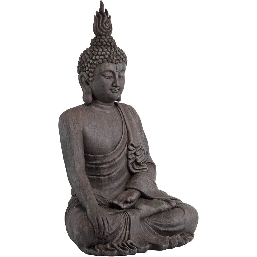 Large Tall Sitting Buddha Statue Sculpture Zen Asian Japanese Garden Decor Indoor Outdoor Front Porch Patio Yard Outside Home B
