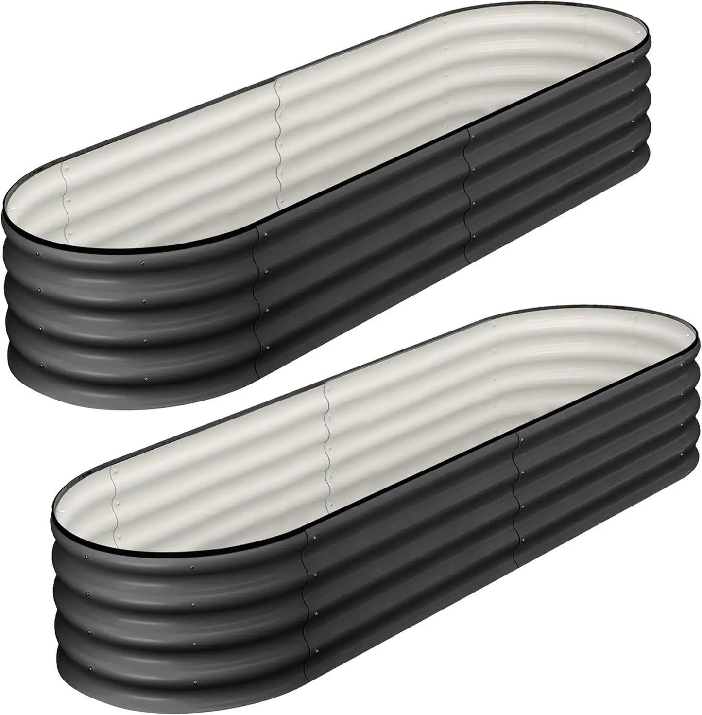 2 Pcs 4.5x2x1ft Oval Raised Garden Bed, Galvanized Raised Beds,Open-Ended Base Metal Raised Planter Beds,Garden Bed Outdoor