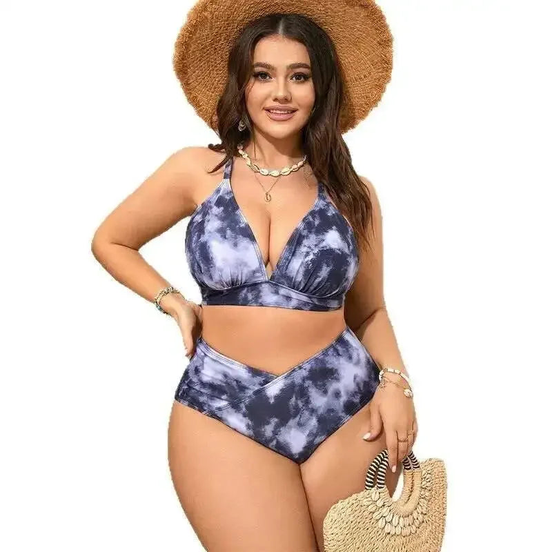Blunt Style Plus Size Split Swimsuit for Women, Sexy Bikini, New Tight Fit Gathered High Waisted Beach Swimsuit for Women Y2k
