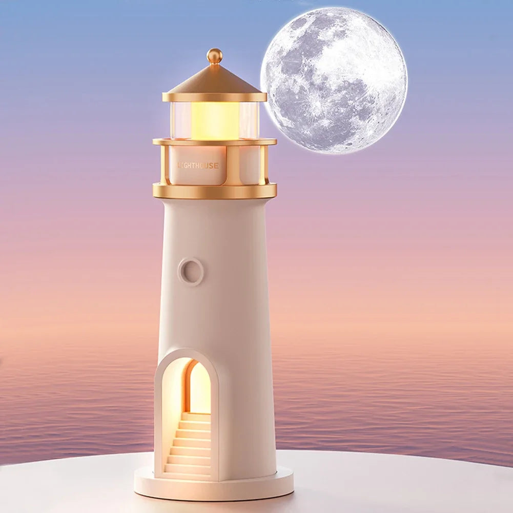 Romantic Lighthouse Projection Light Small Night Light Creative Desktop Atmosphere Light for Bedroom Living Room