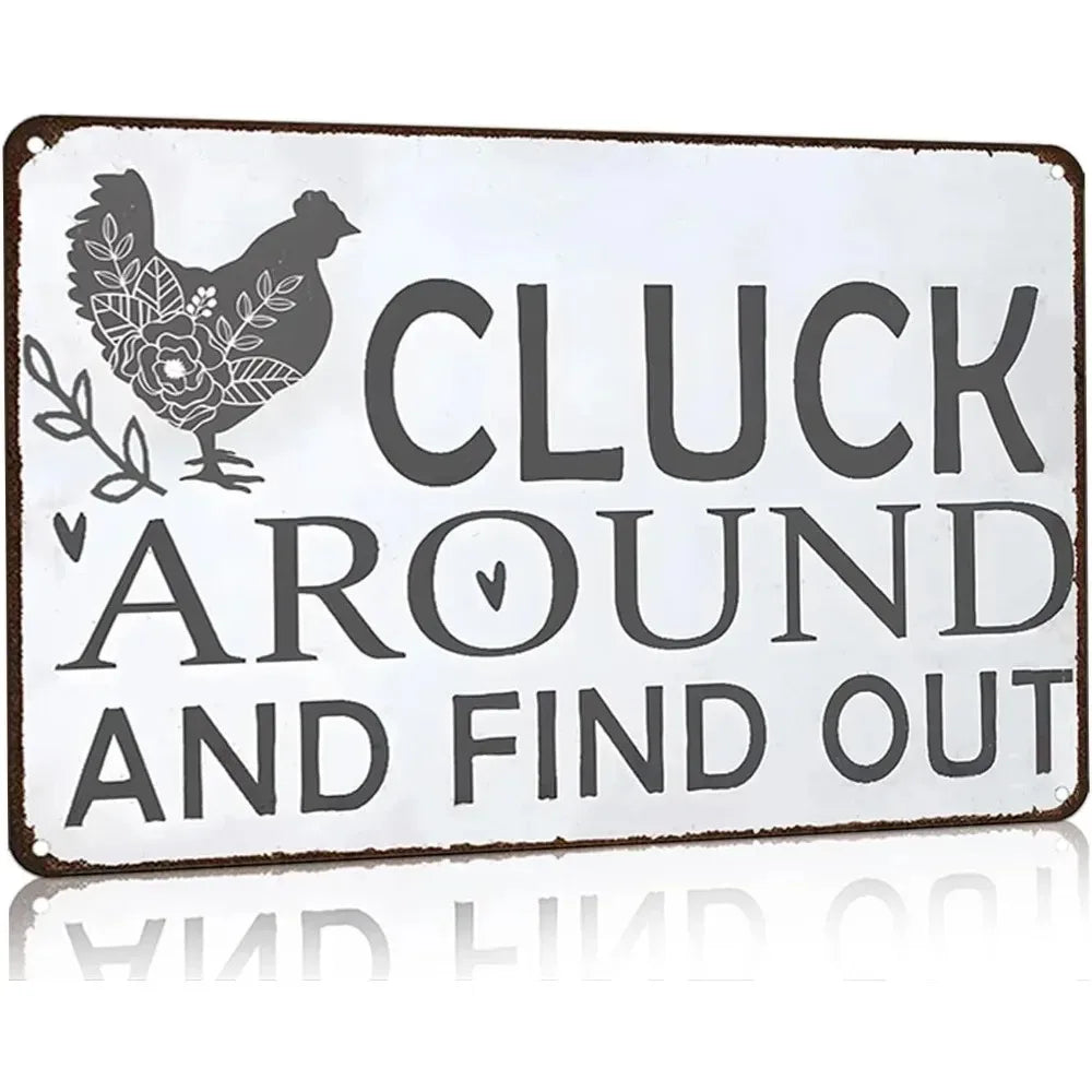 FarmLaughs Whimsical Chicken Sign | Funny Aluminum Decor | Farmhouse/Garden Wall Art | Rustic Aluminum, Chicken Yoga & Hen House