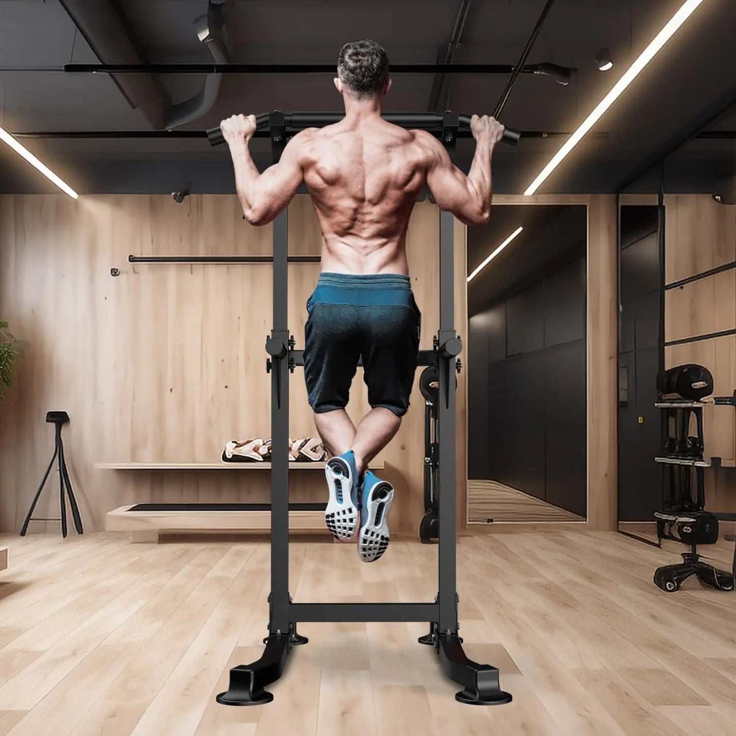 Pull Up Bar Dip Bar Power Tower Workout Dip Station Height Adjustable Free Standing Chin Up Bar Home Gym Equipment 330LBS Weight