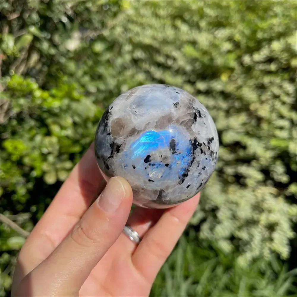 1pc 2.36-3.54inch Large Flash Rainbow Moonstone Crystal Sphere, Polished sphere for Home Decor and Gift, Perfect for Christmas,