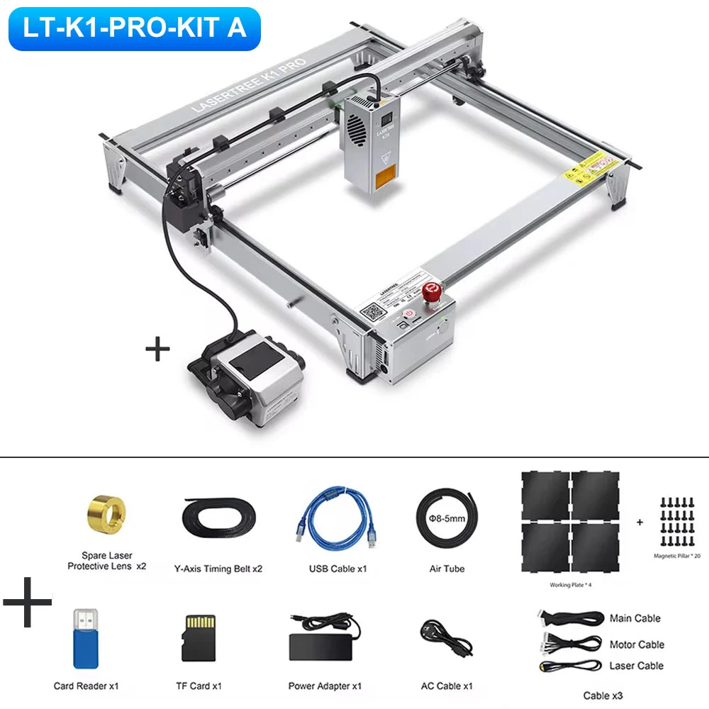 LASER TREE K1 PRO Laser Engraver with 30W 40W Laser Module Air Assist Wood Engraving Cutting Machine Woodworking Area 400X400mm