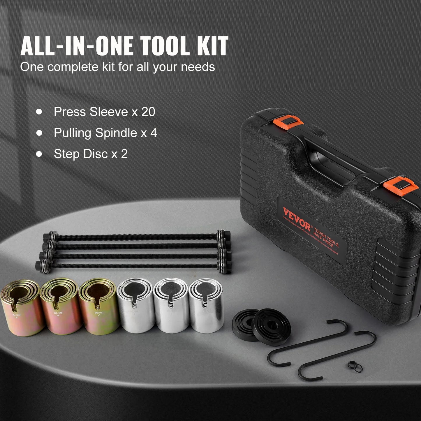SucceBuy 26 PCS Pull Press Sleeve Kit Steel Bush Bearing Removal Installation Set Bush Removal Insertion Sleeve Tools with Case