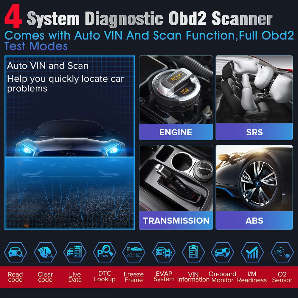 KINGBOLEN S600 Lifetime Free Update Car Diagnostic Tools ABS SRS ECM TCM 4 systems 10 Resets Auto OBD Scanner pk LAUNCH X-431