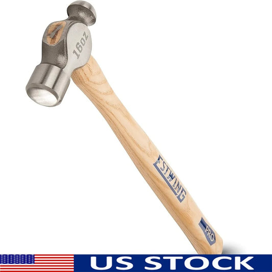 16 oz Ball Peen Hammer Forged Steel Head Durable Fiberglass Handle Metalworking Tool Mechanics Contractors DIYers