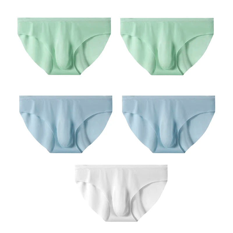 5 PCS/SET Men's Briefs Summer Ice Silk Underwear Sexy Seamless Breathable Low Waist Panties Shorts Plus Size 3XL  Lingerie