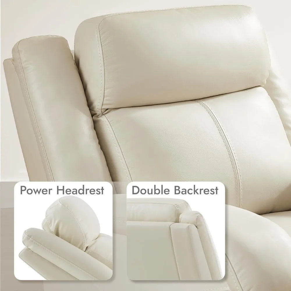 Watson & Whitely Genuine Leather Power Recliner Chairs for Adults, Wall Hugger RV Recliner with Power Headrest & Charging Ports,