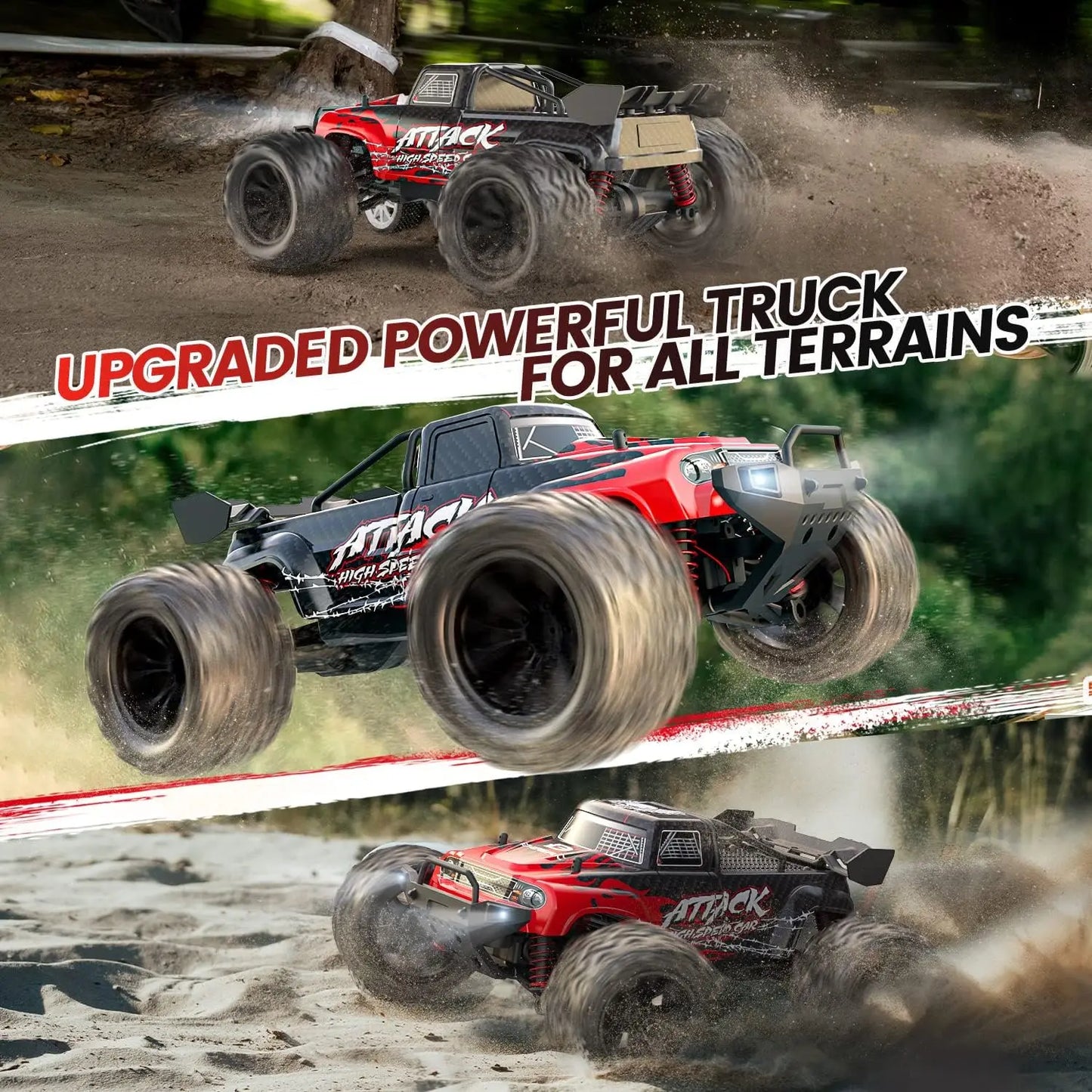 DEERC 9500E 1:16 RC Car: 4x4, 40 KPH, 2.4Ghz, 2 Batteries, Off-Road Monster Truck, Kids/Adults.