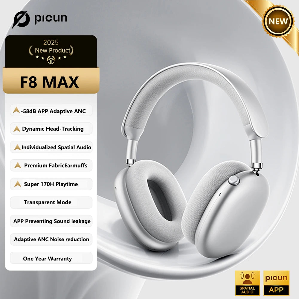 Picun F8 Pro ANC Wireless Headphones With 3D Spatial Audio