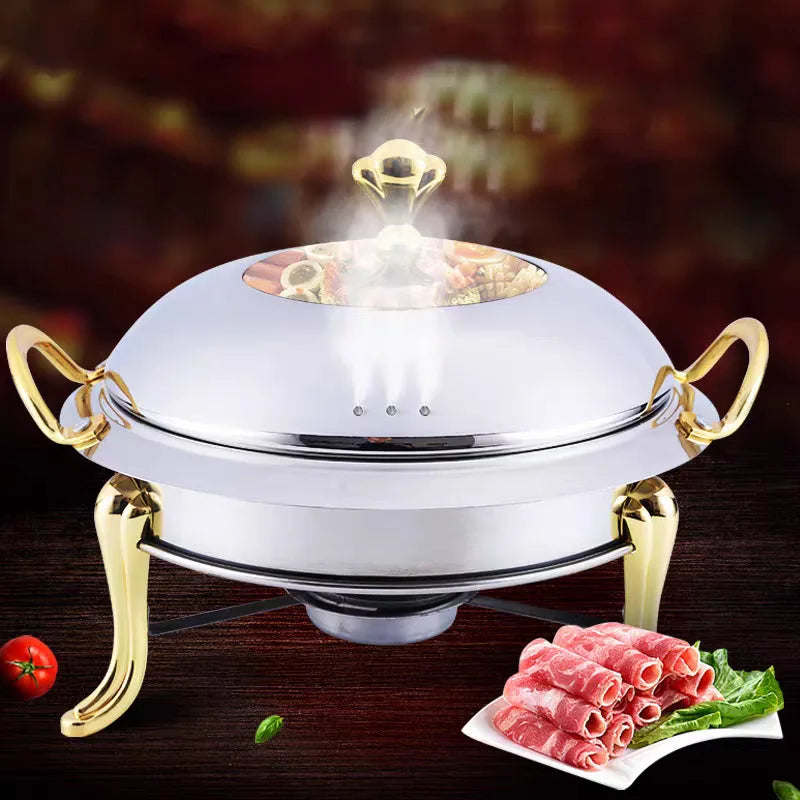Stainless Steel Round Buffet Warmer Lid And Fuel Holder