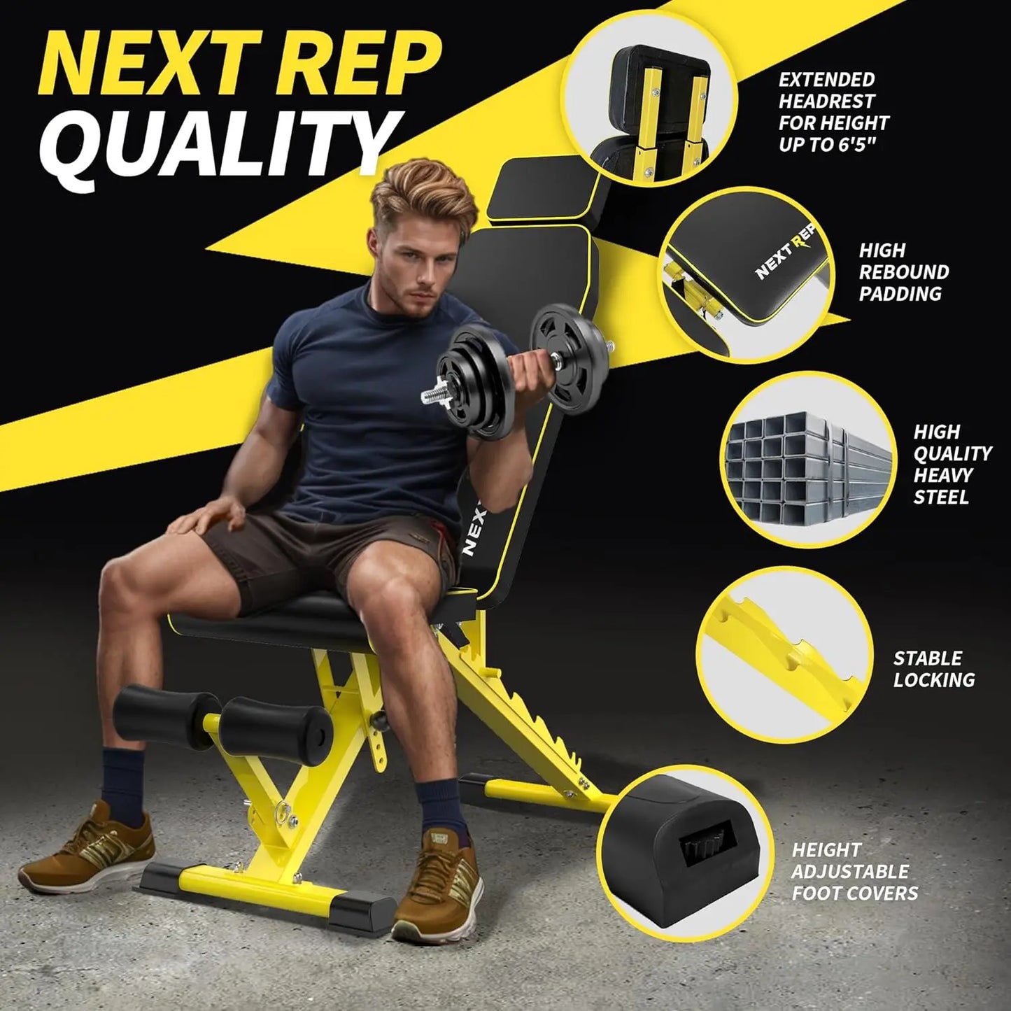 Adjustable Weight Bench,1000 LB Fast Folding Workout Bench for Home Gym Strength Training, Incline Decline Flat Utility Bench Pr