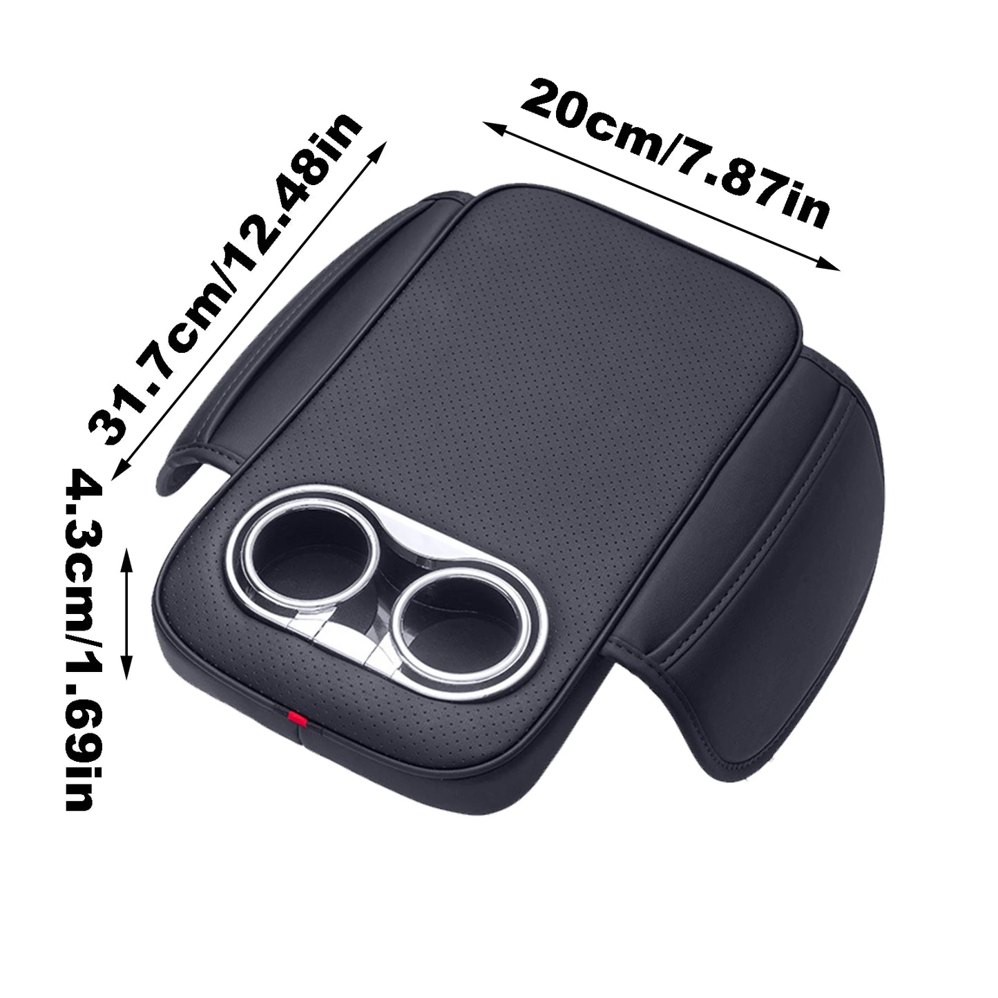 Car Armrest Cushion With 2 Cup Holder And Side Pocket PU Leather Auto Center Console Arm Rest Heighten Pads Car Arm Rest Cover