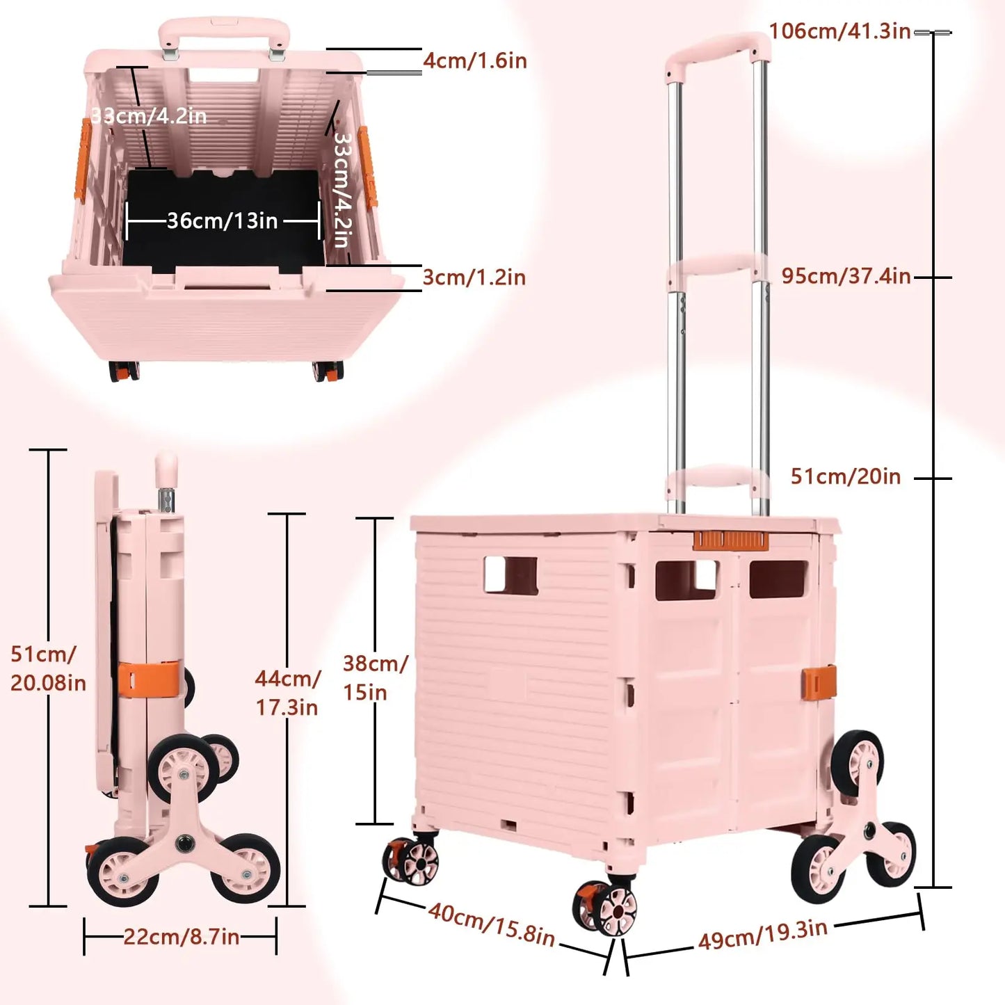 SELORSS Large Capacity Foldable Utility Cart Outdoor Portable Shopping Carts Vegetable Basket Cart for Camping Shopping Storage